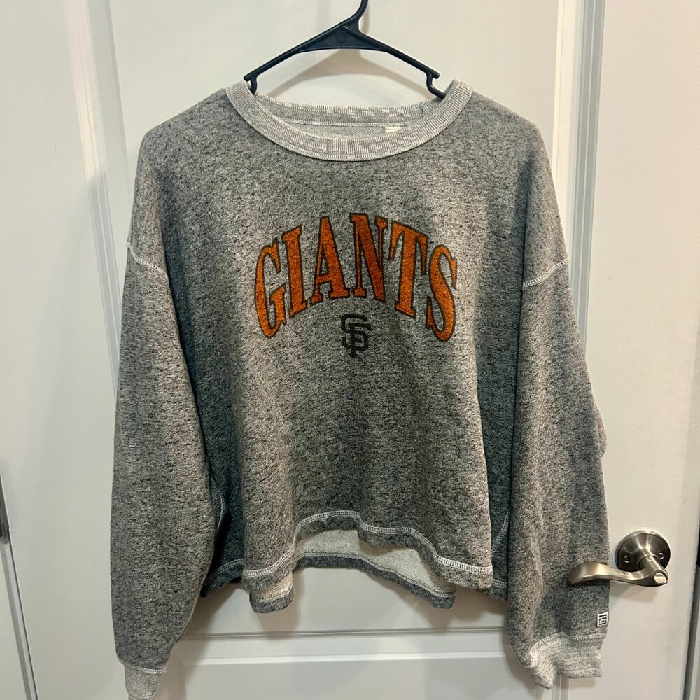 San Francisco Giants Cropped Sweatshirt Oversized Gray Crewneck MLB Graphic